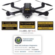 Yuneec Mantis Q - FAA Drone Identification Bundle - Labels (3 Sets of 3) + FAA UAS Registration ID Card for Hobbyist Pilots