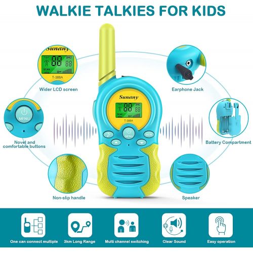  [아마존베스트]Sunany Walkie Talkies for Kids,Toys for 3-12 Year Old Boys Girls,2 Pack Kids Walkie Talkies Long Range 3 KMs with 22 Channels 2 Way Radio,Birthday Gifts for Children to Outside Adventure(