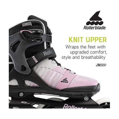 롤러블레이드 Rollerblade Macroblade 110 3WD Womens Adult Fitness Inline Skate, Grey and Pink, Performance Inline Skates