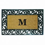 Nedia Home Acanthus Border with Rubber/Coir Doormat, 30 by 48-Inch, Monogrammed M