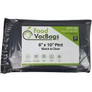 50 Pint 6 X 10 FoodVacBags Black Back Clear Front Vacuum Seal Bag Pouch, Pre-cut, Foodsaver Compatible, Perfect for Display