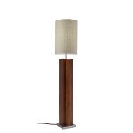 Adesso 1539-15 Marcus Floor Lamp, Walnut Birch Wood with Brushed Steel Accents
