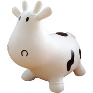 AppleRound White Cow Bouncer with Hand Pump, Inflatable Space Hopper, Ride-on Bouncy Animal