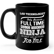 Okaytee Lab Technologist Mug Gifts 11oz Black Ceramic Coffee Cup - Lab Technologist Multitasking Ninja Mug