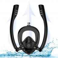 Polarized HJKB Full Face Snorkel Mask, Patented Safe Breathing Separation Professional Snorkeling Mask with 180°Undistorted Panoramic View, Anti-Fog Anti-Leak Diving Mask with Camera Mount