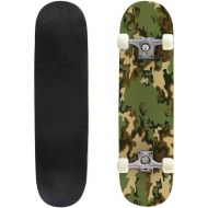 Mulluspa Classic Concave Skateboard Camouflage Texture Seamless Pattern Abstract Military camo Background Longboard Maple Deck Extreme Sports and Outdoors Double Kick Trick for Beginners an