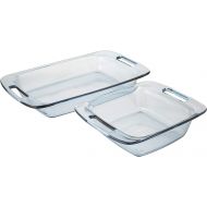Pyrex SYNCHKG099487 2 Piece Easy Grab Atlantic Blue Value Pack Includes 8 inch squareand 3 Quart Oblong, 2 pc, Clear