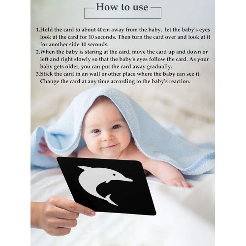  [아마존베스트]Blulu Black White Flash Cards for Infants, 48 Pictures 5.5 x 5.5 Inch Designed Contrast Cards for Newborn Baby Toys with High Contrast (0 - 6 Months)