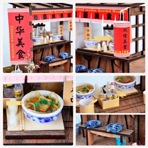  WYD DIY Dollhouse Miniature Kit DIY Wooden Miniature Dollhouse Furniture Model Accessories Hand Craft Children Puzzle Toy Birthday Gift Children Toys (Chinese Hand-Pulled Noodle Shop)