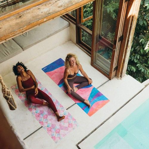  YOGA DESIGN LAB | The Travel Yoga Mat | 2-in-1 Mat+Towel | Lightweight, Foldable, Eco Luxury | Ideal Hot Yoga, Bikram, Pilates, Barre, Sweat | 1mm Thick | Includes Carrying Strap!