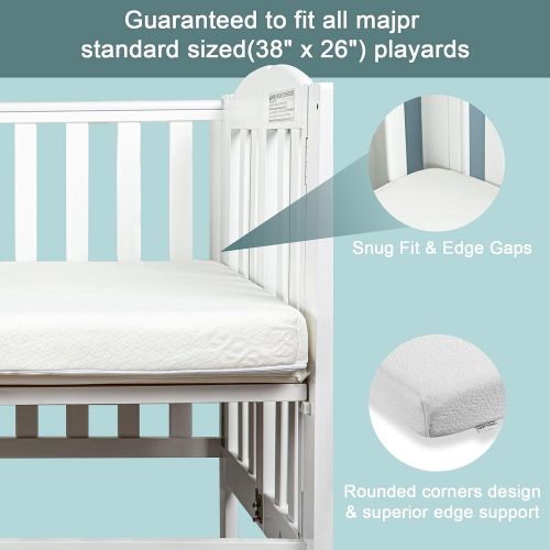  Hygge Hush Pack n Play Mattresses, Pack and Play Mattress Pad, Playard Mattress Memory Foam, Portable Toddlers Mattress Firmness Featuring Soft Removable Washable Outer Cover(38x26