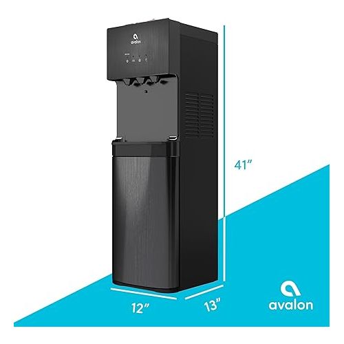  Avalon A3BLK Self Cleaning Bottom Loading Water Cooler Dispenser, 3 Temperature-UL/Energy Star Approved-Black Stainless Steel, 5 Gallons