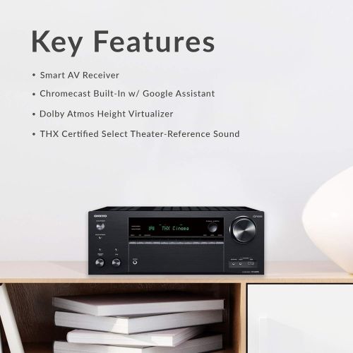 온쿄 Onkyo TX-NR696 Home Audio Smart Audio and Video Receiver, Sonos Compatible and Dolby Atmos Enabled, 4K Ultra HD and AirPlay 2 (2019 Model),Black