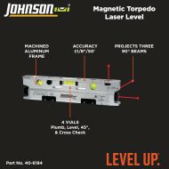 [아마존베스트]Johnson Level & Tool 40-6184 Three-Beam Magnetic Torpedo Laser Dot