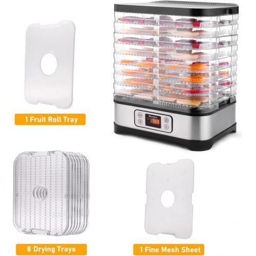  [아마존베스트]Homdox Food Dehydrator Machine, Digital Timer and Temperature Control (95ºF-158ºF), 8 Trays + 400W for Jerky/Meat/Beef/Fruit/Vegetable, BPA Free.