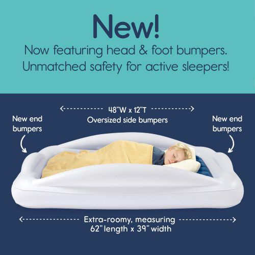  [아마존베스트]hiccapop Inflatable Toddler Travel Bed with Safety Bumpers [4-Sided] | Portable Toddler Bed for Kids | Toddler Air Mattress | Kids Air Mattress - Navy Blue