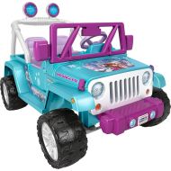 Power Wheels Disney Frozen Jeep Wrangler Ride-On Battery Powered Vehicle with Music Sounds & Storage, Preschool Kids Ages 3+ Years?, Baby Blue/Purple