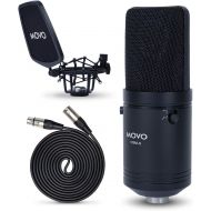 [아마존베스트]Movo VSM-5 Large Diaphragm XLR Studio Cardioid Condenser Microphone with Shock Mount, Pop Filter, and XLR Cable - Ideal Mic for Vocals, Podcasting, Streaming, Broadcasting, ASMR, a