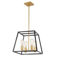 Artika CAR15-ON Carter Square 4 Pendant Light Fixture, Kitchen Island Chandelier, with a Steel Black and Gold Finish