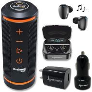 Wearable4U Bushnell Wingman GPS Bluetooth Speaker with Included Ultimate Black Earbuds with Power Case and Wall/Car Chargers Bundle