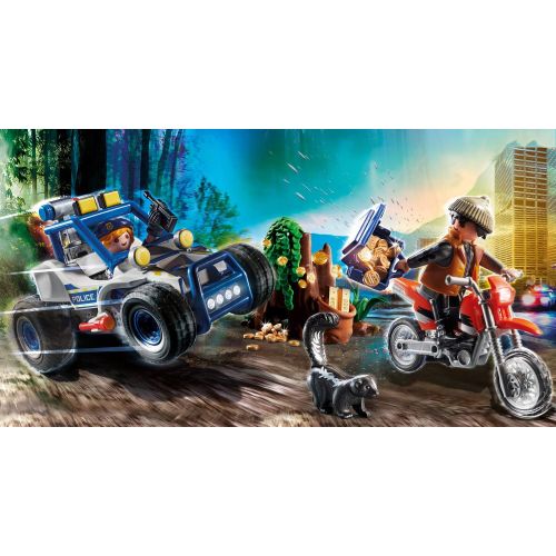 플레이모빌 Playmobil Police Off-Road Car with Jewel Thief Multicolor, 34.8 x 9.0 x 18.7 cm