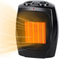 [아마존베스트]GiveBest Ceramic Space Heater, 750W/1500W Portable Electric Heater with Adjustable Thermostat, Normal Fan and Safety Tip Over Switch, Black