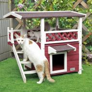 Petsfit Outdoor Cat House with Escape Door and Stairs, 1-Year Warranty