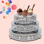 NICE CHOOSE 3Pcs Cake Stands, Mirror Cake Stand Round Cupcake Dessert Stand Riser Wedding Birthday Party Display Pedestal - Silver (US Shipping)