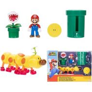 Nintendo Super Mario Soda Jungle Diorama Includes 3 Figures and 2 Accessories: 2.5-Inch Mario, Wiggler, Piranha Plant, Warp Pipe, Coin. Ages 3+ (Officially Licensed)