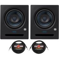 PreSonus Eris Pro 6 6-inch Active Coaxial 2-Way Studio Monitor Pair with High-Definition Sound Clarity and Precision Bundle with 1/4-Inch TRS Cables (4 Items)