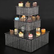 Www.Beadingsupplys.com 3 Tier square Cake Stand For Birthday Wedding Party, cupcake stand