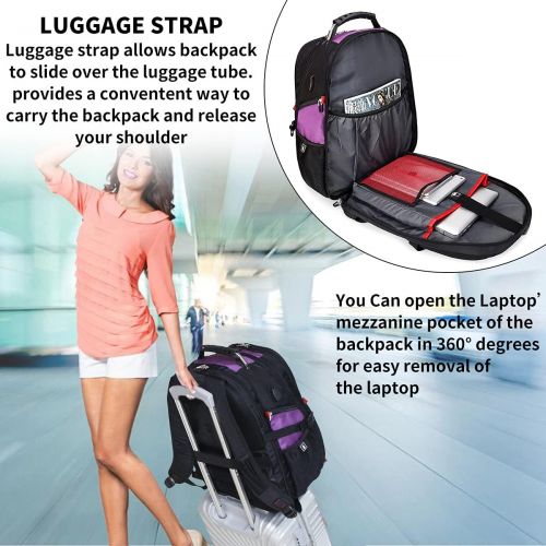  [아마존베스트]SHRRADOO Extra Large 50L Travel Laptop Backpack with USB Charging Port Fit 17 Inch Laptops for Men Women