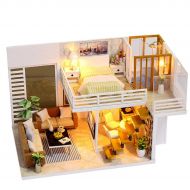 Cozylkx 3D Puzzles Handmade Miniature Dollhouse Furniture Wooden DIY DollHouse Kit Creative Room Decorations for Valentines Day Gift(White Tranquil Life)