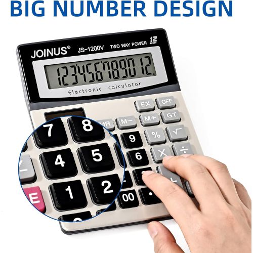  SKY/2 Calculator, Standard Function Desktop Calculator with 12-Digit Large LCD Display and Big Sensitive Computer Keys, Solar Battery Dual Power Calculator，Easy to use Basic Calculator