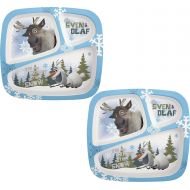 Zak! Designs 3-Section Plate featuring Olaf & Sven from Frozen, Break-resistant and BPA-free Plastic (2 Plates)