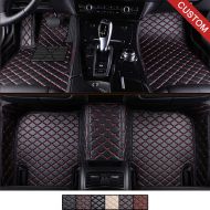 VEAOO Custom Car Floor Mats for Mercedes-Benz G Class 4 Doors 2010-2019, Laser Measured Faux Leather All Weather Full Coverage Waterproof Carpets XPE Car Liner (Black with Red Stit