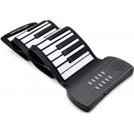 61 Keys Roll Up Piano keyboard piano Upgraded Portable Rechargeable Electronic Hand Roll Piano With Environmental Silicone Piano Keyboard for Beginners (Black)