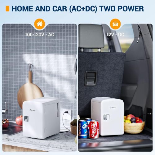  [아마존베스트]AstroAI Mini Fridge 4 Liter/6 Can AC/DC Portable Thermoelectric Cooler and Warmer for Skincare, Foods, Medications, Home and Travel, White