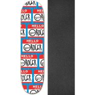 Warehouse Skateboards Roger Skateboards Hello Skateboard Deck - 8.12 x 31.5 with Mob Grip Perforated Black Griptape - Bundle of 2 Items
