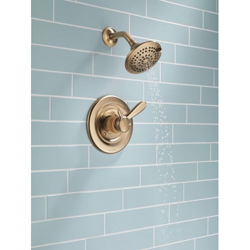  Delta Faucet Lahara 17 Series Dual-Function Shower Trim Kit with 5-Spray Touch-Clean Shower Head, Champagne Bronze T17238-CZ (Valve Included)