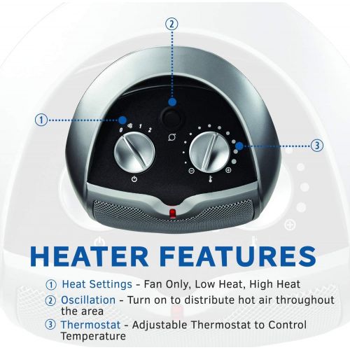  [아마존베스트]Lasko Ceramic Portable Space Heater with Adjustable Thermostat - Features Widespread Oscillation to Distribute Warm Air, Silver 5409