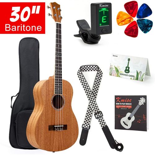  [아마존베스트]Kmise Baritone Ukulele 30 Inch Ukelele Uke 4 String Guitar With Ukele Picks Strap Tuner G-C-E-A String (Mahogany Body)