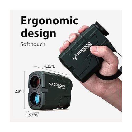  Gogogo Sport Vpro Green Hunting Rangefinder -1200 Yards Laser Range Finder for Hunting and Golf with Speed, Slope, Scan and Normal Measurements, Rechargeable