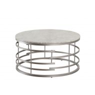 Homelegance Brassica Round Faux Marble Top Coffee Table, Silver