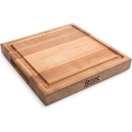 John Boos Maple Wood Cutting Board for Kitchen Prep, 12” x 12” x 1.5” Thick, Edge Grain Reversible Square, Charcuterie Boos Block with Juice Groove
