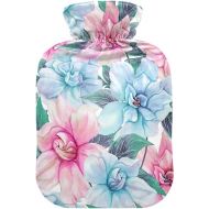 Water Bags Foot Warmer with Soft Cover 1 Liter fashy ice Water Bottle for Injuries, Hand & Feet Warmer Beautiful Gardenia Flowers Leaves Floral