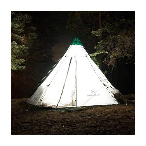  Winterial 6-7 Person Outdoor Teepee Camping - 12'x12' Family Yurt Festival Large Tent for Adults - Includes Stakes, Poles, Guylines, Rain-Cap, Stabilizer and Large Bag
