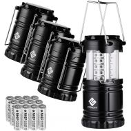 Etekcity LED Camping Lantern for Power Outages, Emergency Lights for Hurricane Storms Home, Camping Equipment Supplies Survival Kits, Battery Powered Operated Lanterns Lamp, 4 Pack