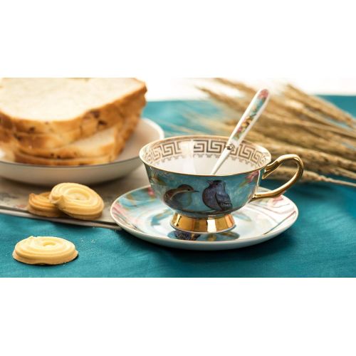  [아마존베스트]Moritic vintage art bone china exquisite coffee cup with spoon and European style tea cup and saucer set suitable for all kinds of leisure