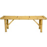 ORIENTAL FURNITURE All Natural Tropical Style Coffee Table Alternative, 4-Feet, 48-Inch Japanese Design Bamboo Pole Folding Leg Bench, Light
